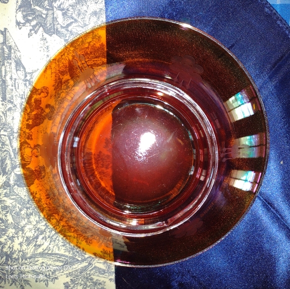 Orange Marigold Etched Carnival Glass Salad Bowl - Picture 7 of 7